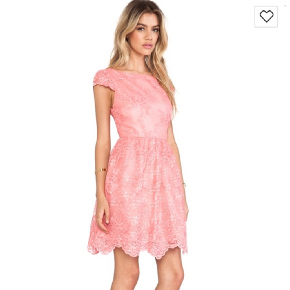 Alice and Olivia pink lace dress